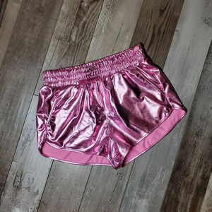 NEW Boutique Metallic Pink Barbiecore High-Rise Shorts Size Medium